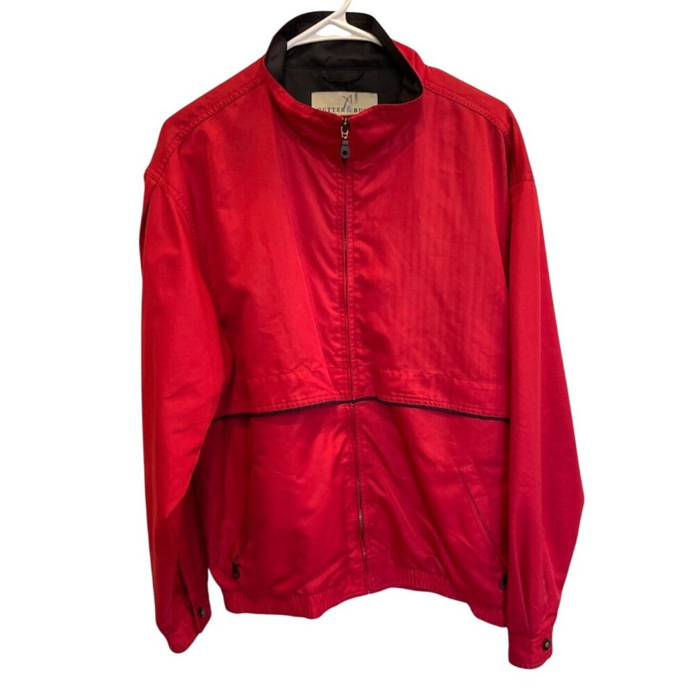 Vintage Cutter & Buck Jacket Red Lightweight Casual Lined Mens size M Cotton Ble
